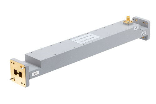 WRD-650 Double Ridge Waveguide 40 dB Broadwall Coupler, SMA Female Coupled Port, 6.5 GHz to 18 GHz, Brass