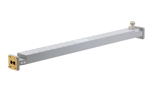 WRD-650 Double Ridge Waveguide 10 dB Broadwall Coupler, N Female Coupled Port, 6.5 GHz to 18 GHz, Brass