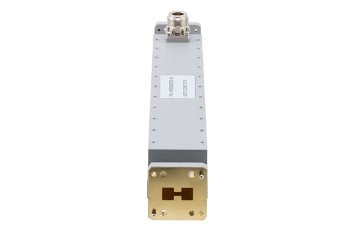 WRD-650 Double Ridge Waveguide 30 dB Broadwall Coupler, N Female Coupled Port, 6.5 GHz to 18 GHz, Brass