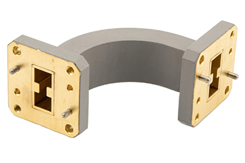 WRD-750 Waveguide E-Bend with UG Square Cover Flange Operating from 7.5 GHz to 18 GHz