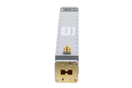 WRD-750 Double Ridge Waveguide 40 dB Broadwall Coupler, SMA Female Coupled Port, 7.5 GHz to 18 GHz, Brass