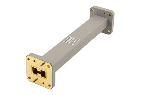 WRD-750 Straight Waveguide Section 6 Inch Length, UG Square Cover Flange from 7.5 GHz to 18 GHz in Brass
