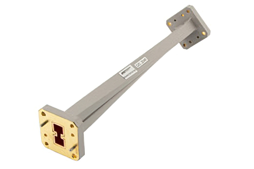 WRD-750 90 Degree Waveguide Twist with a UG Square Cover Flange Operating from 7.5 GHz to 18 GHz in Brass