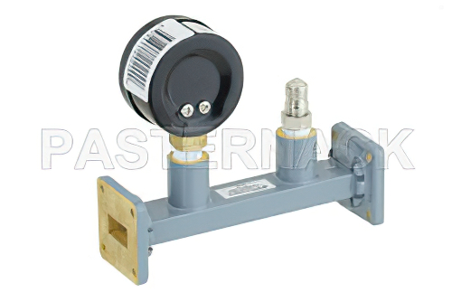 WR-62 Waveguide Pressurizing Section 4.25 Inch Length, UG-419/U Square Cover Flange from 12.4 GHz to 18 GHz