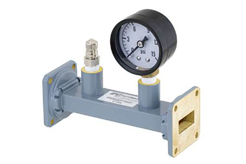 WR-90 Waveguide Pressurizing Section 4.25 Inch Length, UG-39/U Square Cover Flange from 8.2 GHz to 12.4 GHz