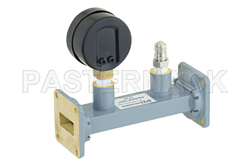 WR-90 Waveguide Pressurizing Section 4.25 Inch Length, UG-39/U Square Cover Flange from 8.2 GHz to 12.4 GHz