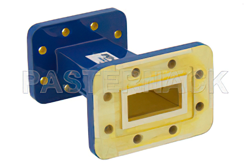 WR-112 to WR-90 Waveguide Transition 3 Inch Length, CPR-112G Grooved Flange to CPR-90G Grooved Flange