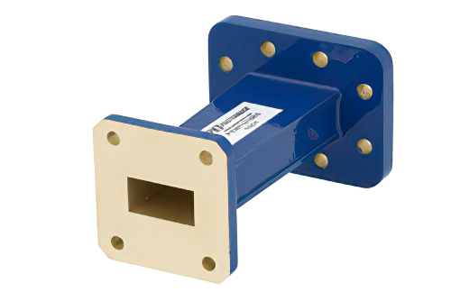 WR-90 to WR-75 Waveguide Transition 3 Inch Length, CPR-90G Grooved Flange to Square Cover Flange