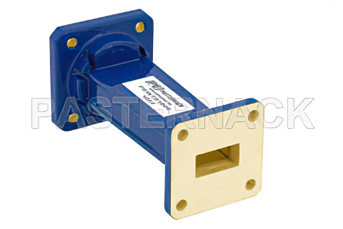 WR-75 to WR-62 Waveguide Transition 3 Inch Length, Square Cover Flange to UG-1665/U Square Cover Flange