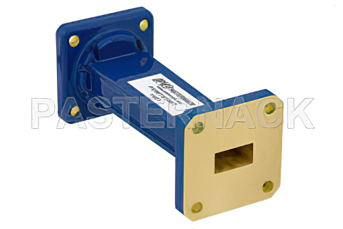 WR-62 to WR-51 Waveguide Transition 3 Inch Length, UG-1665/U Square Cover Flange to Square Cover Flange