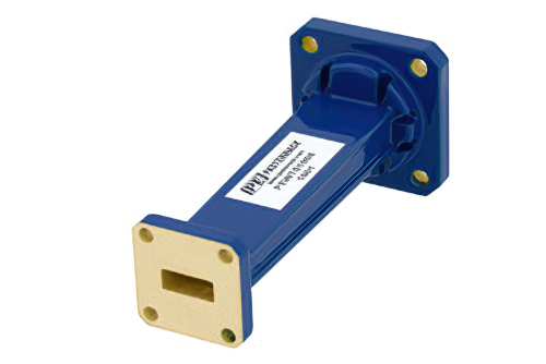 WR-51 to WR-42 Waveguide Transition 3 Inch Length, Square Cover Flange to UG-595/U Square Cover Flange