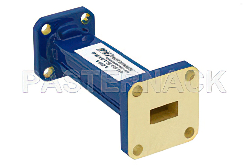 WR-34 to WR-28 Waveguide Transition 2 Inch Length, UG-1530/U Square Cover Flange to UG-599/U Square Cover Flange