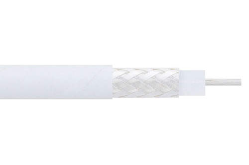 75 Ohm Flexible RG187 Coax Cable (by foot) Single Shielded with White PTFE Jacket