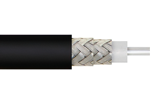 53 Ohm Flexible RG55 Coax Cable Double Shielded with Black PE Jacket
