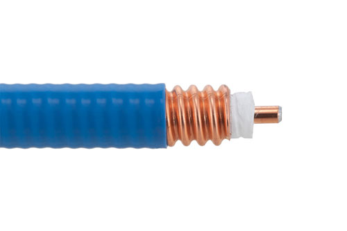 Low Loss SPP-500-LLPL Plenum Rated Corrugated Coax Cable with Blue FEP Jacket Superflexible