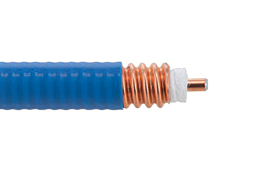 Low Loss SPP-500-LLPL Plenum Rated Corrugated Coax Cable with Blue FEP Jacket Superflexible