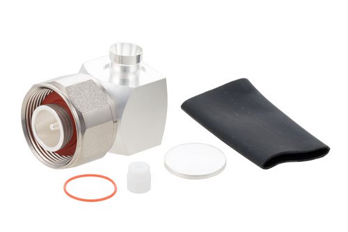 4.1/9.5 Mini DIN Male Right Angle Low PIM Connector Solder Attachment for SPP-250-LLPL, SPF-250, SPO-250