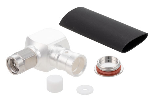 SMA Male Right Angle Low PIM Connector Solder Attachment for SPP-250-LLPL, SPF-250, SPO-250, 1/4" Superflexible, PE-1/4SFHC