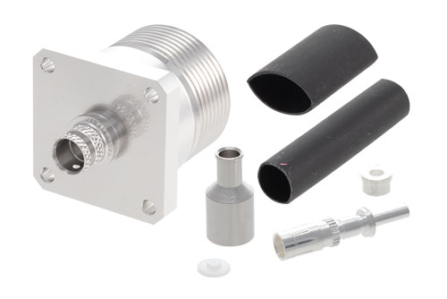 7/16 DIN Female Low PIM Connector Solder Attachment 4 Hole Flange Mount for TFT-5G-402