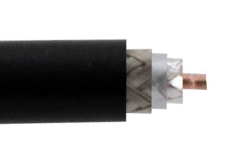 Low PIM Flexible TCOM-195-FR Fire Rated Coax Cable Triple Shielded with Black FRPE Jacket