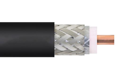 Low PIM Flexible TCOM-600-FR Fire Rated Coax Cable Triple Shielded with Black FRPE Jacket