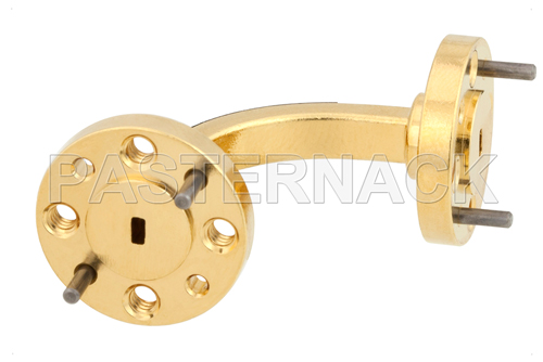 WR-10 Instrumentation Grade Waveguide E-Bend with UG-387/U-Mod Flange Operating from 75 GHz to 110 GHz