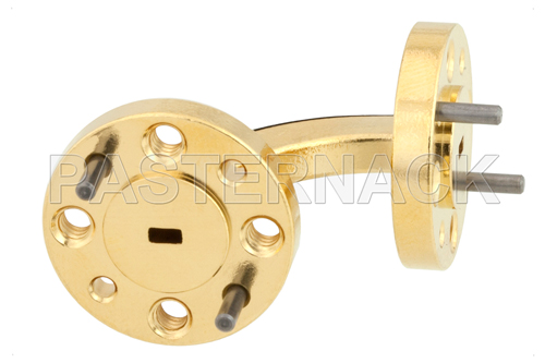 WR-10 Instrumentation Grade Waveguide H-Bend with UG-387/U-Mod Flange Operating from 75 GHz to 110 GHz