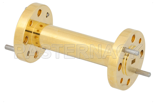 WR-10 to WR-15 Waveguide Transition 1.5 Inch Length, UG-387/U-Mod Round Cover Flange to UG-385/U Round Cover Flange