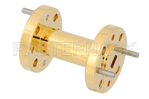 WR-12 to WR-15 Waveguide Transition 1 Inch Length With UG-387/U Round Cover Flange to UG-385/U Round Cover Flange