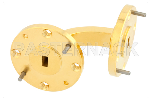 WR-19 Instrumentation Grade Waveguide E-Bend with UG-383/U-Mod Flange Operating from 40 GHz to 60 GHz