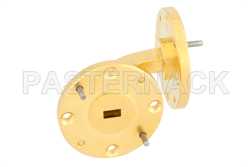 WR-19 Instrumentation Grade Waveguide H-Bend with UG-383/U-Mod Flange Operating from 40 GHz to 60 GHz