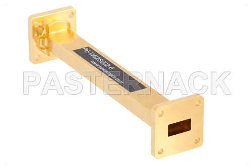 WR-62 Instrumentation Grade Straight Waveguide Section 6 Inch Length with UG-419/U Flange Operating from 12.4 GHz to 18 GHz