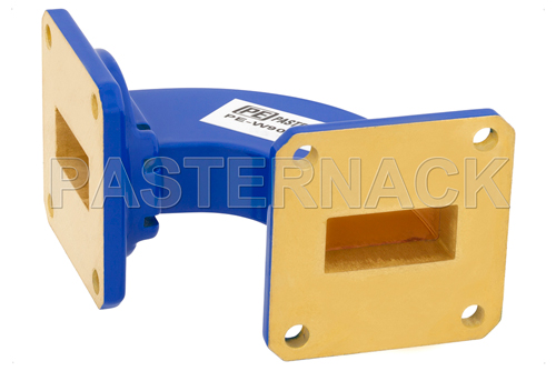 WR-90 Commercial Grade Waveguide H-Bend with UG-39/U Flange Operating from 8.2 GHz to 12.4 GHz