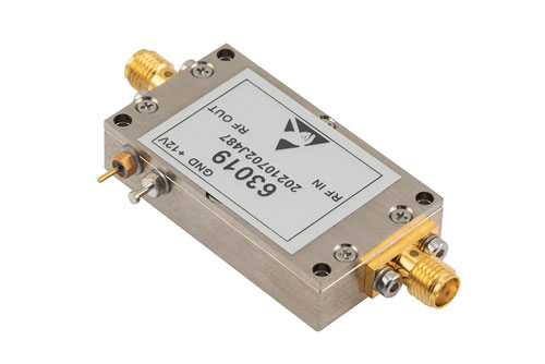 Input Protected Low Noise Amplifier, 2 GHz to 6 GHz, 1 Watt RF Input Power, 40 dB Gain 1.2 dB Noise Figure, 12V, SMA