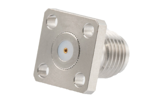 SMA Female Field Replaceable Connector 4 Hole Flange Mount 0.02 inch Pin, .250 inch Hole Spacing with Metal Contact Ring