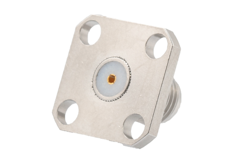 SMA Female Field Replaceable Connector 4 Hole Flange Mount 0.036 inch Pin, .340 inch Hole Spacing with Metal Contact Ring