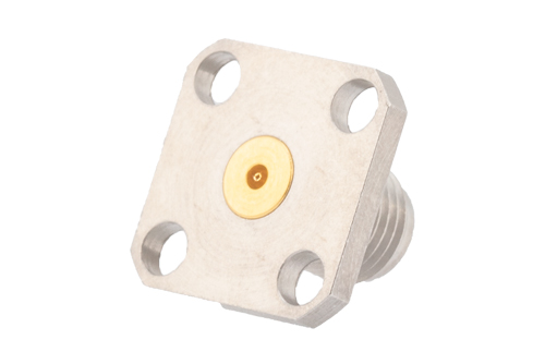 2.92mm Female Field Replaceable Connector 4 Hole Flange Mount 0.012 inch Pin, .340 inch Hole Spacing, with Metal Contact Ring