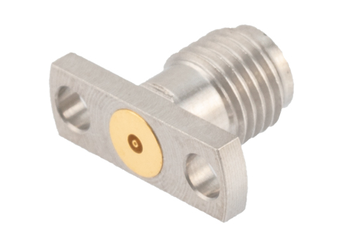 2.92mm Female Field Replaceable Connector 2 Hole Flange Mount 0.009 inch Pin, .400 inch Hole Spacing with Metal Contact Ring