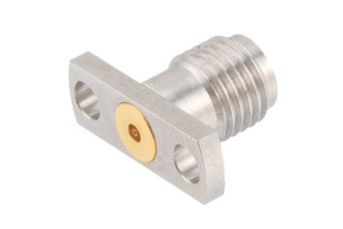 2.92mm Female Field Replaceable Connector 2 Hole Flange Mount 0.012 inch Pin, .400 inch Hole Spacing with Metal Contact Ring