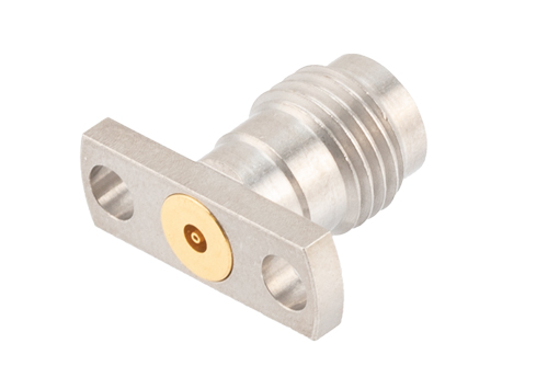 2.4mm Female Field Replaceable Connector 2 Hole Flange Mount 0.015 inch Pin, .400 inch Hole Spacing with Metal Contact Ring