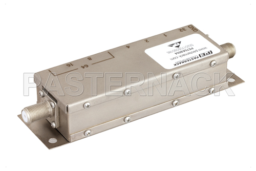 8 Bit Relay Controlled Programmable Attenuator, 127 dB Up to 1,000 MHz, 75 Ohm, 1 dB Steps, +12V, F Female