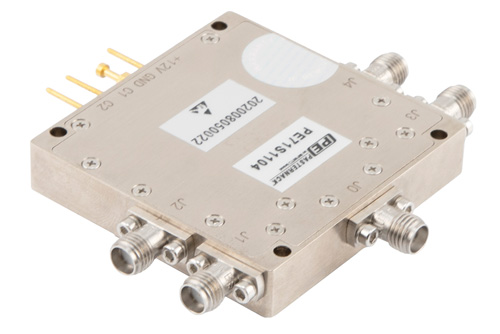 Reflective SP4T GaN High Power PIN Diode Switch Operating from DC to 6 GHz Up to 40 Watts (+46 dBm), < 100ns and SMA