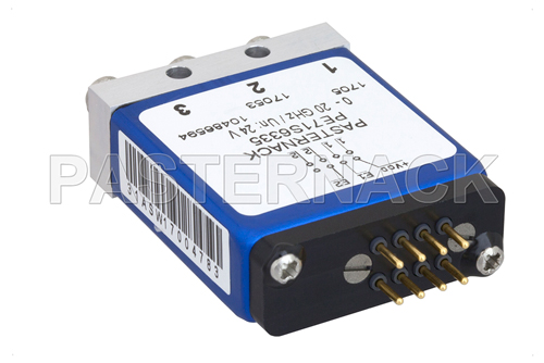 SPDT 0.03 dB Low Insertion Loss Repeatability Electromechanical Relay Latching Switch, DC to 20 GHz, 1W, 24V, Indicators, Self Cut Off, SMA