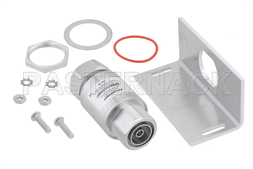 7/16 F/M In/Out Bulkhead Coax RF Surge Protector 698MHz - 2.7GHz DC Block 500W IP67 .01uJ 40kA Filter Low PIM -155 dBc