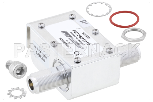 Type N F/F In/Out Coax RF Surge Protector 800MHz - 2.5GHz DC Pass 300W IP67 175uJ 20kA Hybrid Bracket Toward Body