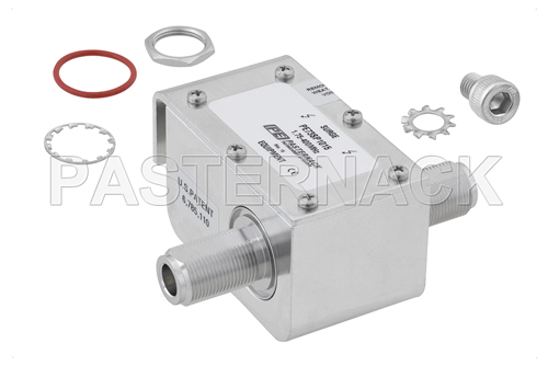 Type N F/F In/Out Coax RF Surge Protector 40MHz - 400MHz DC Pass 100W IP67 2.5mJ 20kA Hybrid Bracket Toward Body