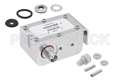 TNC F/F In/Out Coax RF Surge Protector 800MHz - 2.5GHz DC Pass 300W IP67 500uJ 20kA Hybrid Bracket Toward Body