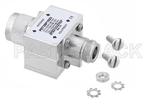 Type N M/F In/Out Coax RF Surge Protector 125MHz - 1GHz DC Block 375W 220uJ 20kA Blocking Cap and Gas Tube