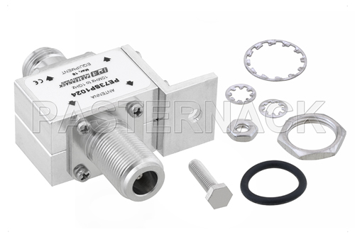 Type N F/F In/Out Bulkhead Coax RF Surge Protector 10MHz - 1GHz DC Block 1.5kW 3.5mJ 20kA Blocking Cap and Gas Tube