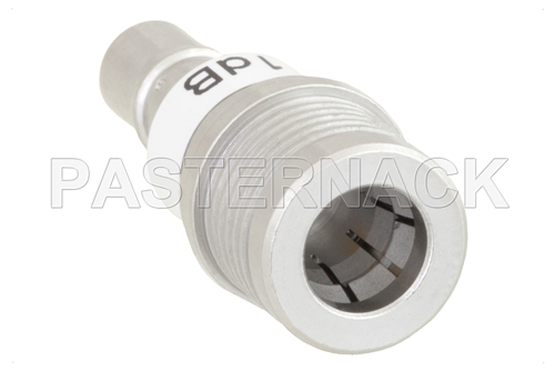 1 dB Fixed Attenuator, QMA Male to QMA Female Brass Tri-Metal Body Rated to 1 Watt Up to 6 GHz